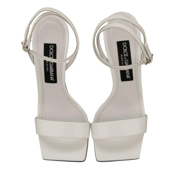 Dolce & Gabbana - DG Logo Leather Straps Sandals Heels Pumps SQUARE POP White 38 - Picture 3 of 5